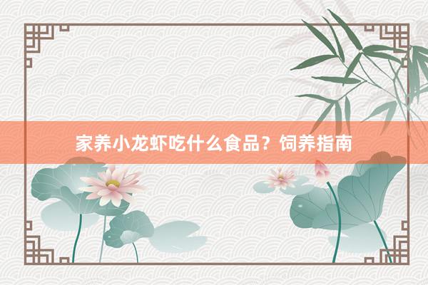家养小龙虾吃什么食品？饲养指南